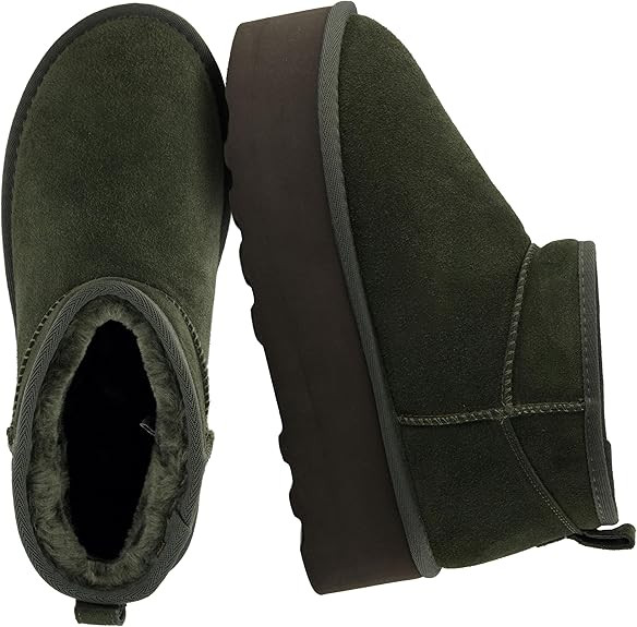 CUSHIONAIRE Hippy Women’s Platform Ankle Boots – Genuine Suede, Faux Fur Lining, Cozy Winter ... | Amazon (US)