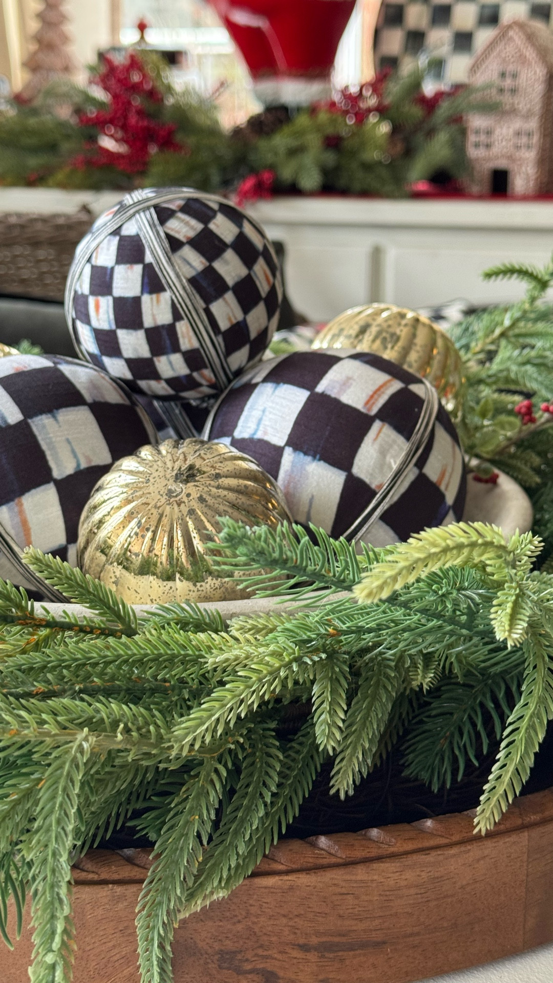 One way I love to incorporate a touch of Mackenzie-Childs in my Christmas decor is with courtly check ornaments. I love adding a few on my tree for a high end look or tuck in vignettes  

#LTKHoliday #LTKSeasonal #LTKHome