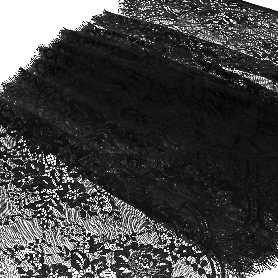 16.54" Wide 3 Yard Eyelash Lace Fabric, Lace Ribbon Soft Vintage with Floral Pattern for Wedding,... | Amazon (US)