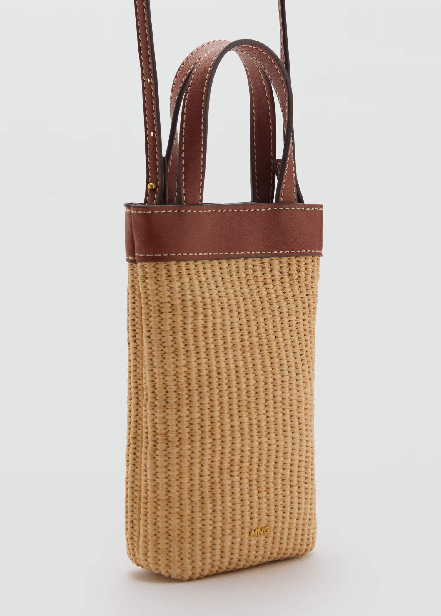 Raffia-effect crossbody cell phone case - Women | MANGO USA | Mango (US/MX/AU)