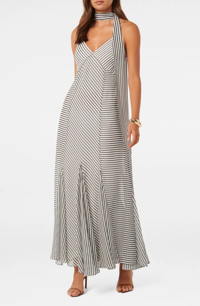 Directional Stripe Maxi Dress with Scarf | Nordstrom