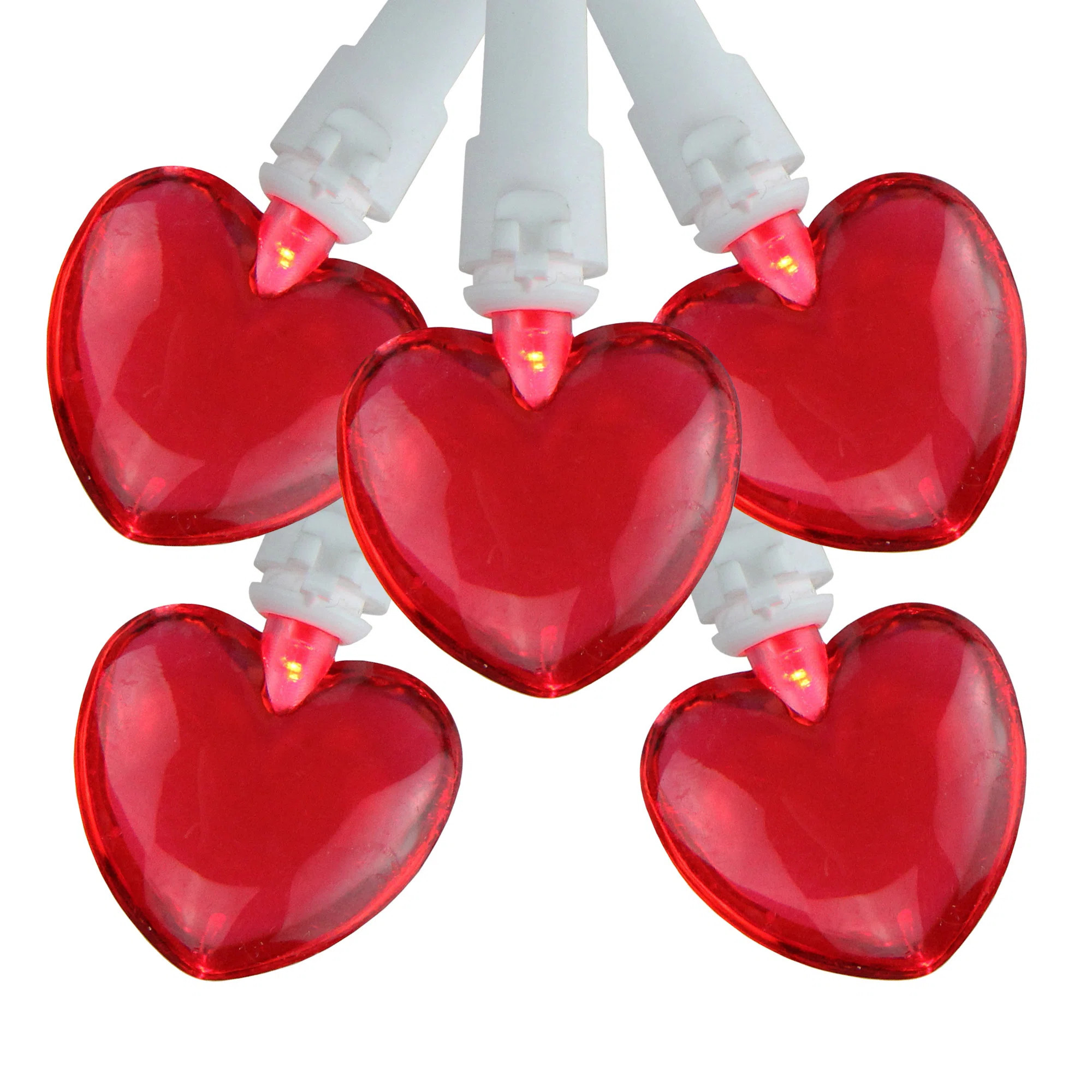 20 Red LED Mini Heart Valentine's Day Lights - 4.75 ft White Wire | Wayfair North America