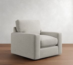 PB Comfort Modern Square Arm Swivel Chair | Pottery Barn (US)