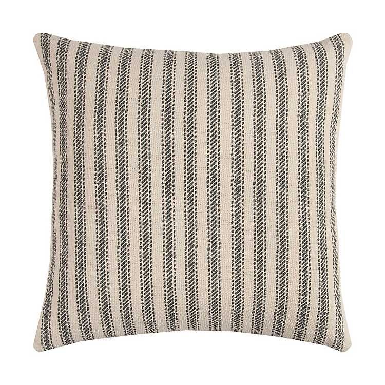 Gray and Natural Ticking Stripe Pillow | Kirkland's Home
