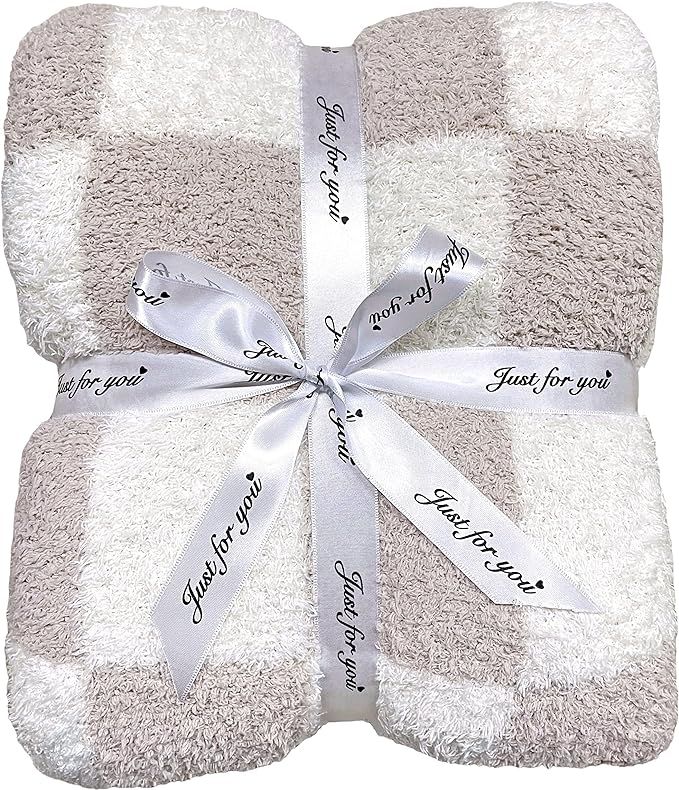 Ultra Soft Checkered Blanket Cream Cozy Buffalo Check Throw Fluffy Knitted Reversible Throw Blank... | Amazon (US)