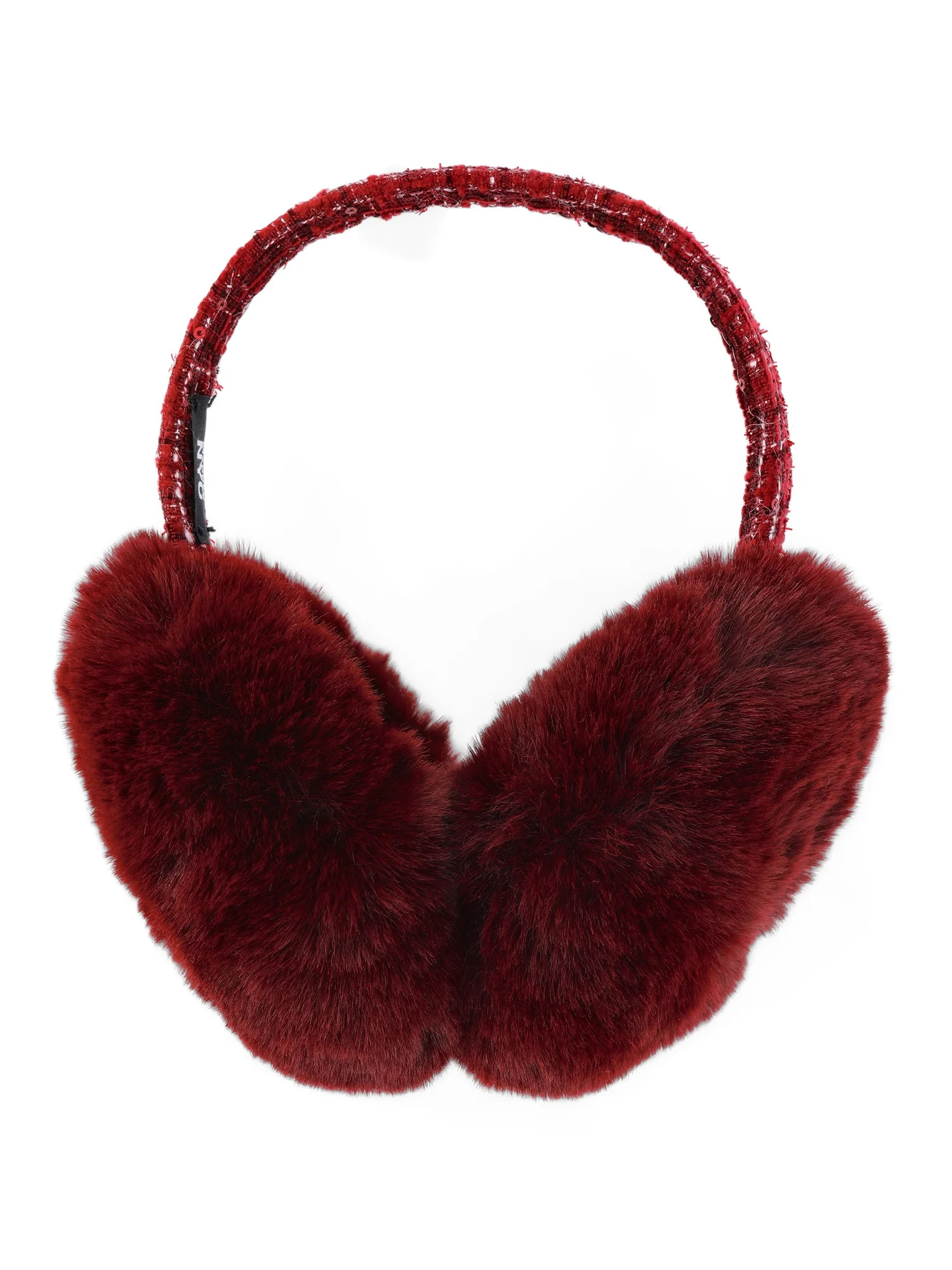 Madden NYC Women's Faux Fux Ear Muffs with Sequin Boucle Band, Burgundy | Walmart (US)