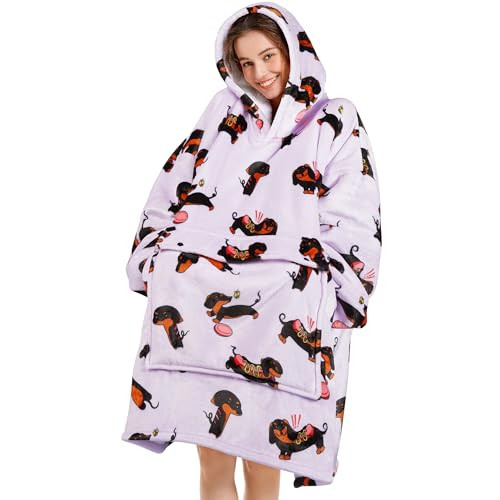 Narecte Oversized Blanket Hoodie Wearable Blanket Sweatshirt for Women Adults Soft Hooded Blanket Warm Oversized Hoodie Blanket Birthday Gifts for Women Christmas Gift for Friends Female Dachshund | Amazon (US)