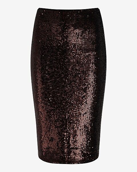 High Waisted Sequin Midi Pencil Skirt | Express