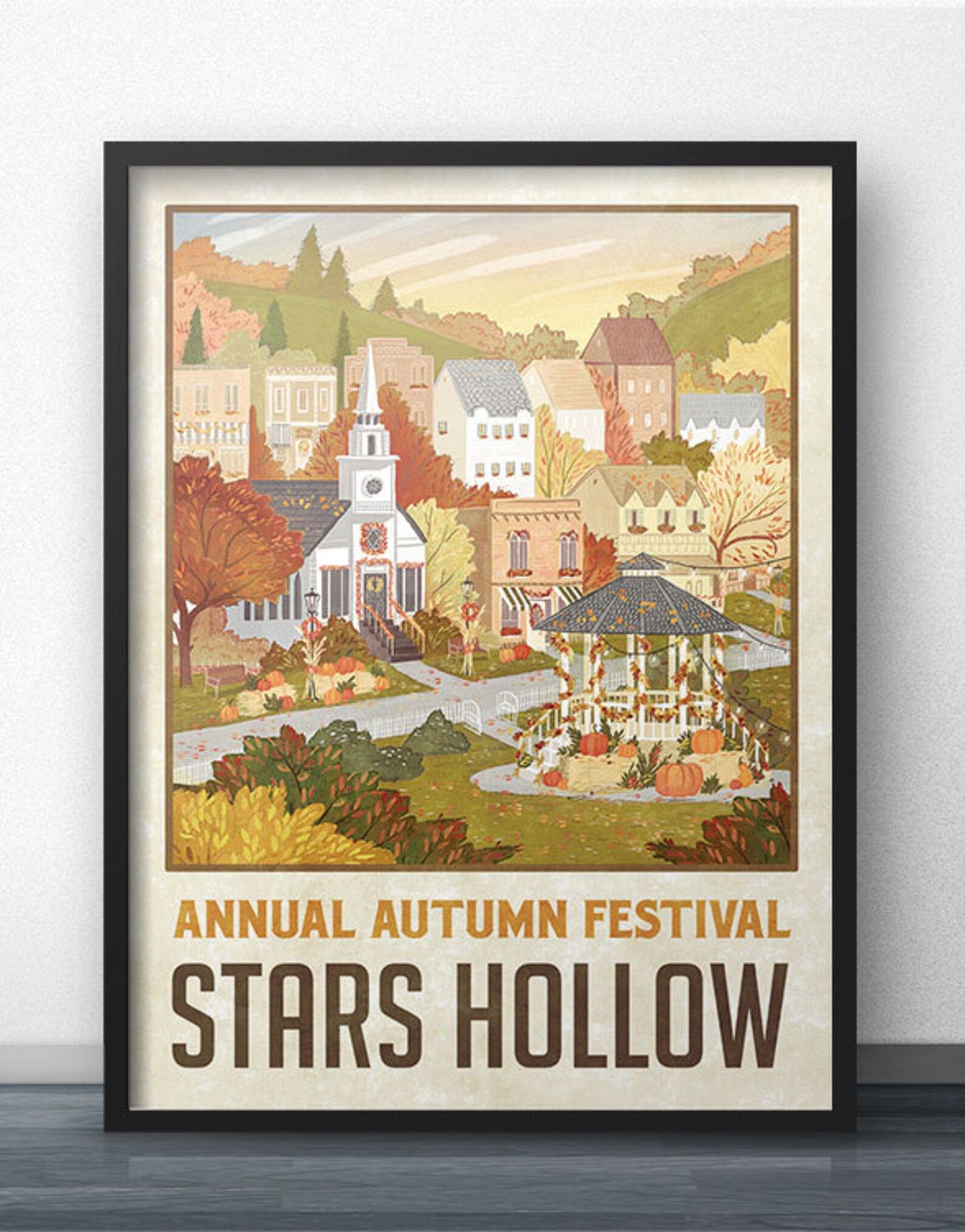 Read the full title
    Stars Hollow "Autumn Festival" Travel Poster - Inspired by Gilmore Girls | Etsy (US)