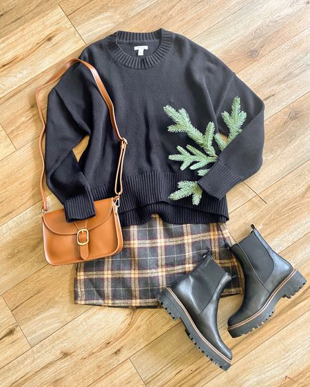 Fall outfit ideas. Plaid skirt. Amazon fashion. Black lug boots. 

#LTKsalealert #LTKSeasonal #LTKstyletip