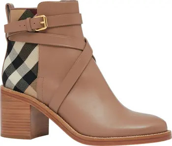 Pryle Check Block Heel Bootie (Women) | Nordstrom