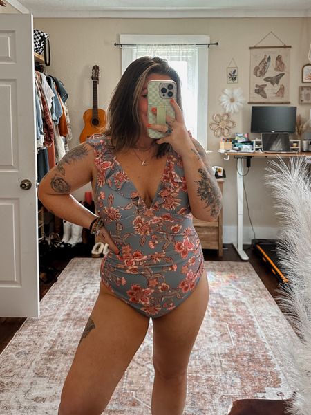 Boho teal and pink floral one piece swimsuit one piece bathing suit from cupshe! Wearing size large! 

#LTKSeasonal #LTKSwim