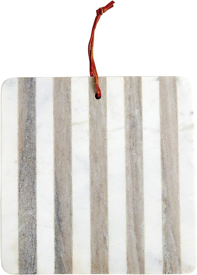 Mud Pie Marble Stripped Board, 11" x 11", WHITE | Amazon (US)