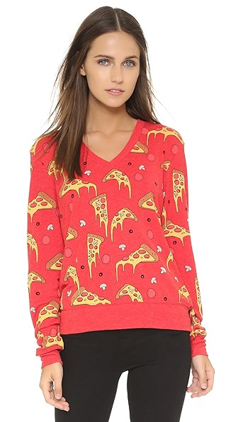 Wildfox La Dolce Vita Extra Cheese Baggy Beach Sweatshirt - Marinara | Shopbop