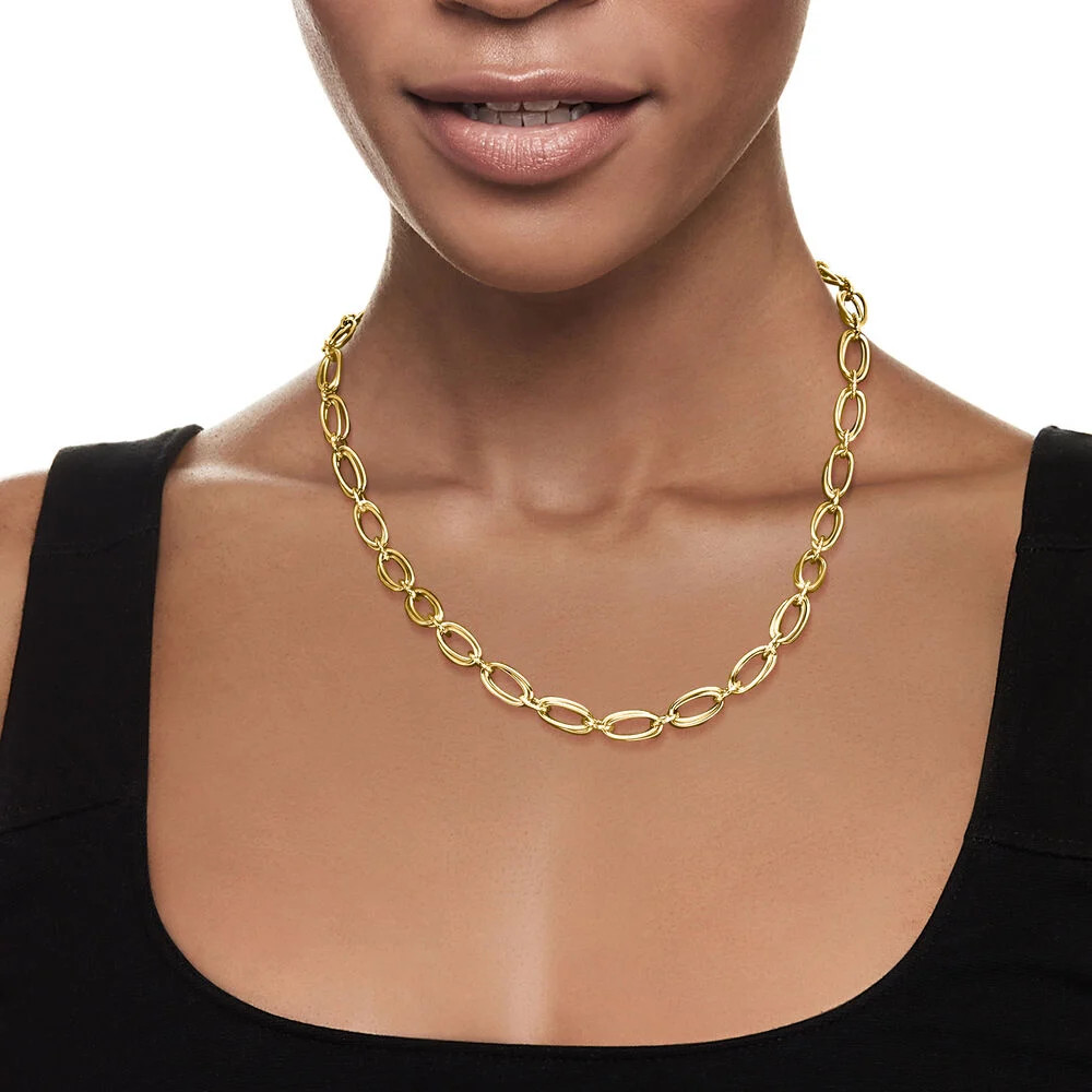 Italian 18kt Yellow Gold Double-Oval Link  Necklace | Ross-Simons