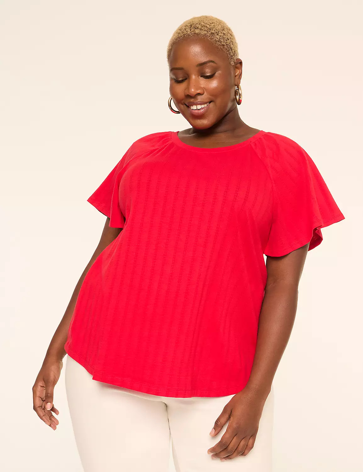 Shirred Flutter-Sleeve Top | Lane Bryant (US)