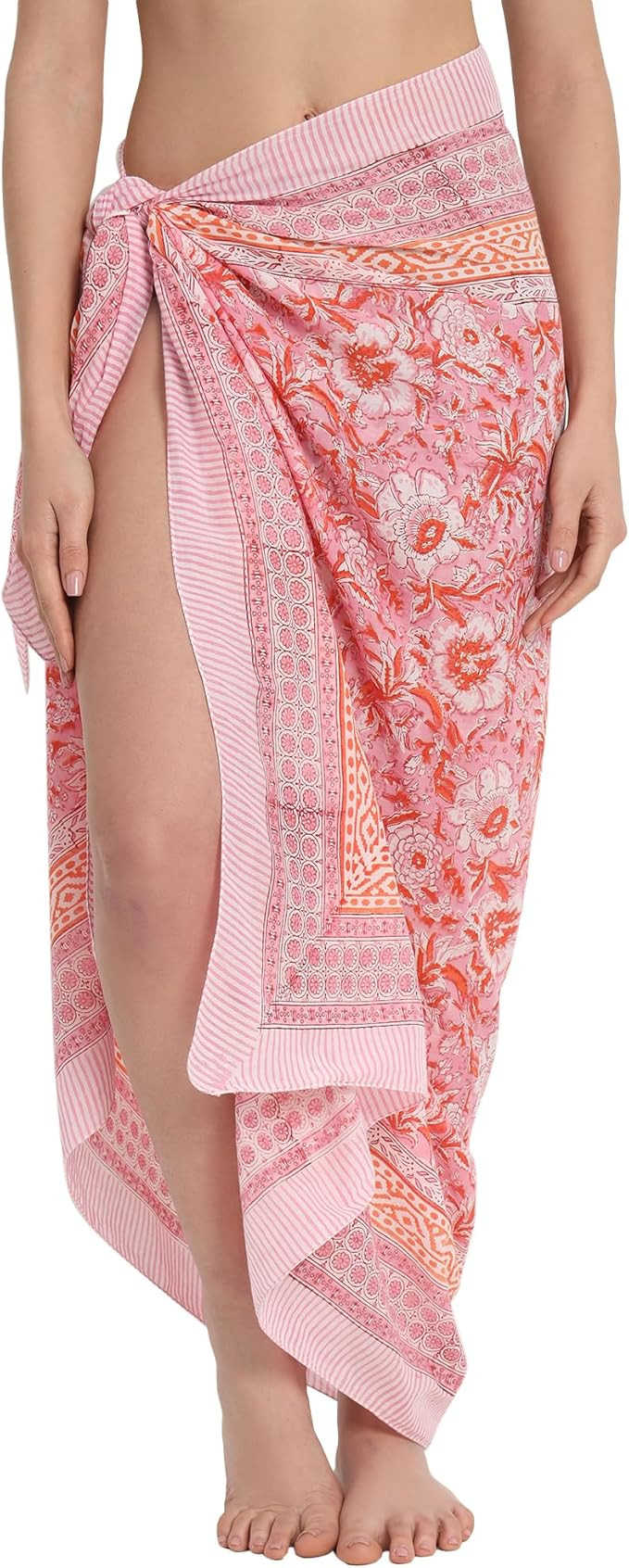 Swimsuit Beach Sarong Cover Ups for Swimwear Women-Hand Print Wrap Skirt | Amazon (US)