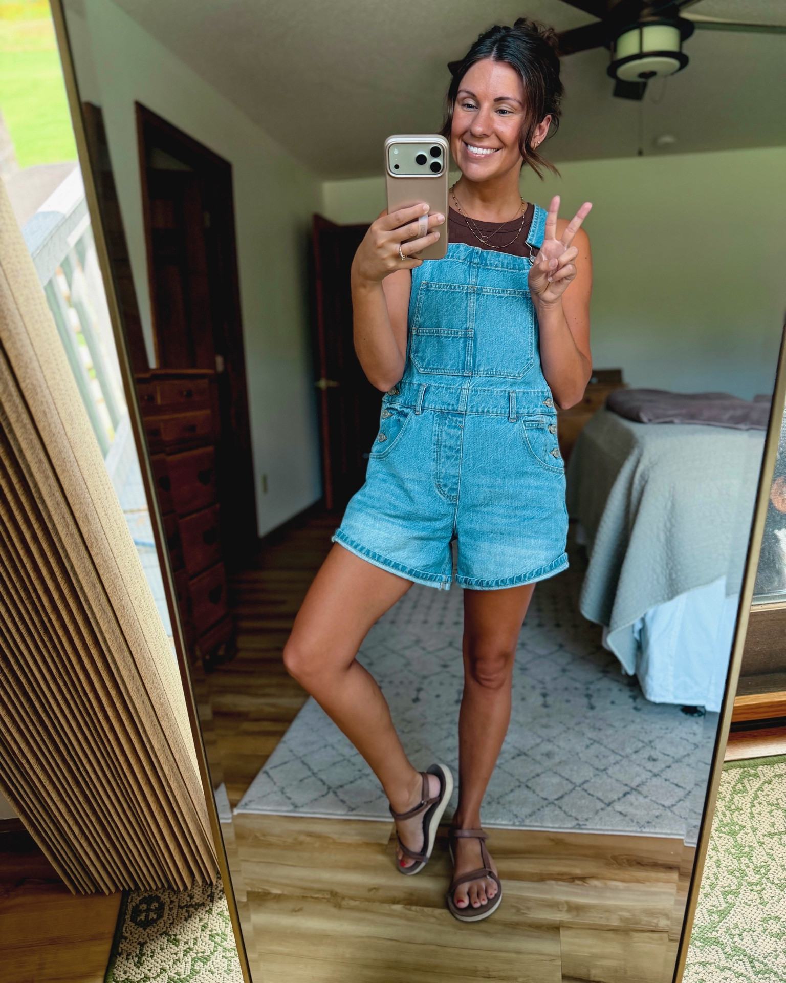Easy mom outfit! Denim overall shorts outfit 🤎

small in my tank (built in bra!) and xs in my denim overalls (
use INFG-26MARISSAWEARSANOUTFIT10  
for 10% off your first order from Quince new customers only!) and size 6 in my teva sandals 🤎

#LTKPetite #LTKdayinmylife #LTKgrwm