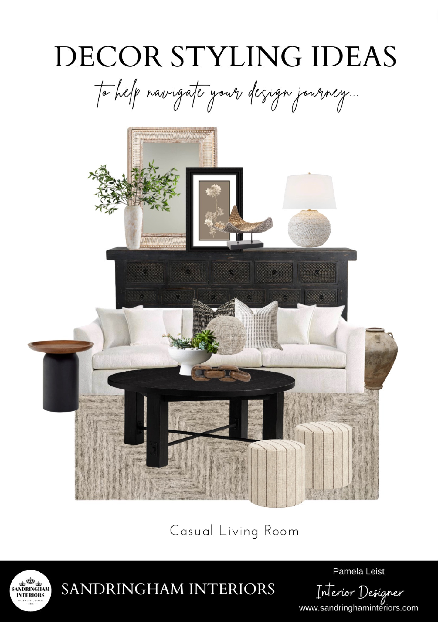 Casual Living Room Design Ideas

Black coffee table
Modern sofas
Wagon wheel chandelier 
Casual pillows
Ottomans
Black console table
Wood frame wall mirror
Taupe area rug
Blue swivel chair


#LTKhome