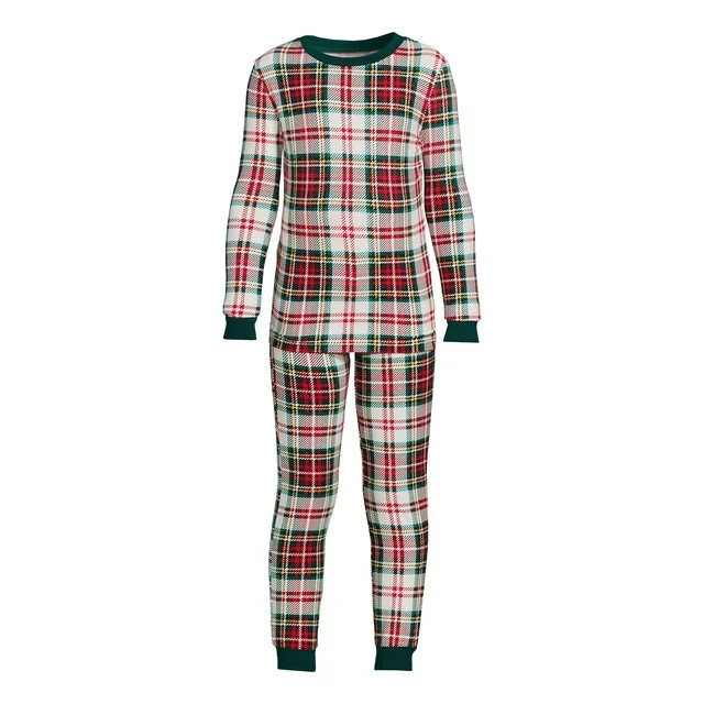 Jolly Jammies Boys and Girls Unisex Holiday Plaid Long Sleeve Top and Pants Pajama Set, 2-Piece, ... | Walmart (US)