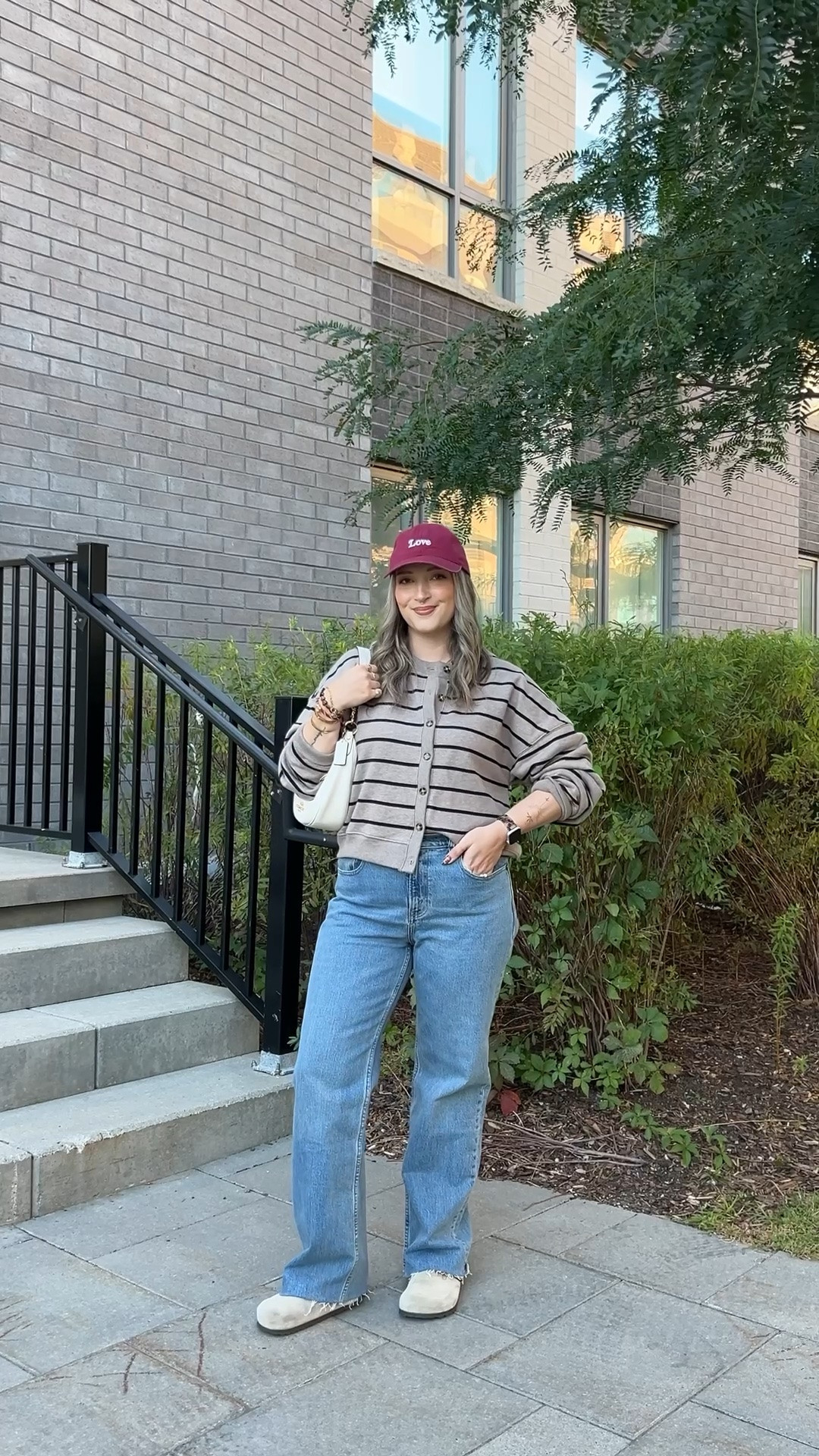 Casual fall outfit! Wearing L in the striped sweatshirt cardigan and 30 in the jeans. I’m a 9.5-10 shoe and wear a 40 in the Birkenstock clogs

#LTKfall #LTKjeans #LTKmidsize