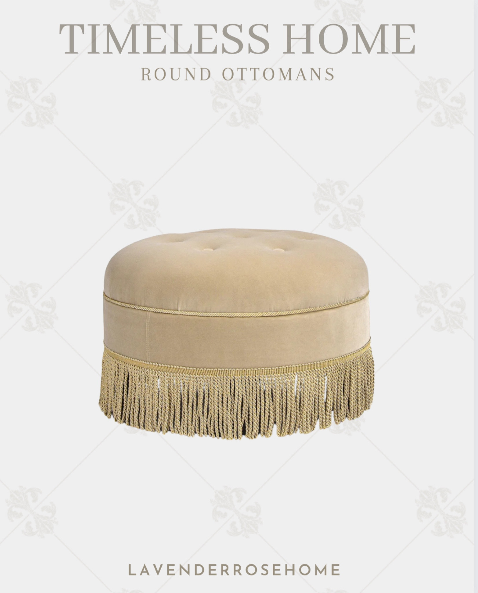 Love these fringed ottomans, available on several colors!
Round Ottoman. Upholstered Ottoman. Fringe. Classic. Traditional. Living Room. Sitting Room. Snug. Bedroom. Wayfair.

#LTKsalealert #LTKfindsunder100 #LTKhome