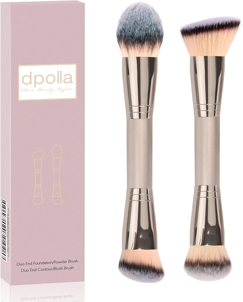 Foundation Makeup Brushes, 2Pcs Premium Dual-Ended Makeup Brush (Foundation, Powder, Blush & Cont... | Amazon (US)