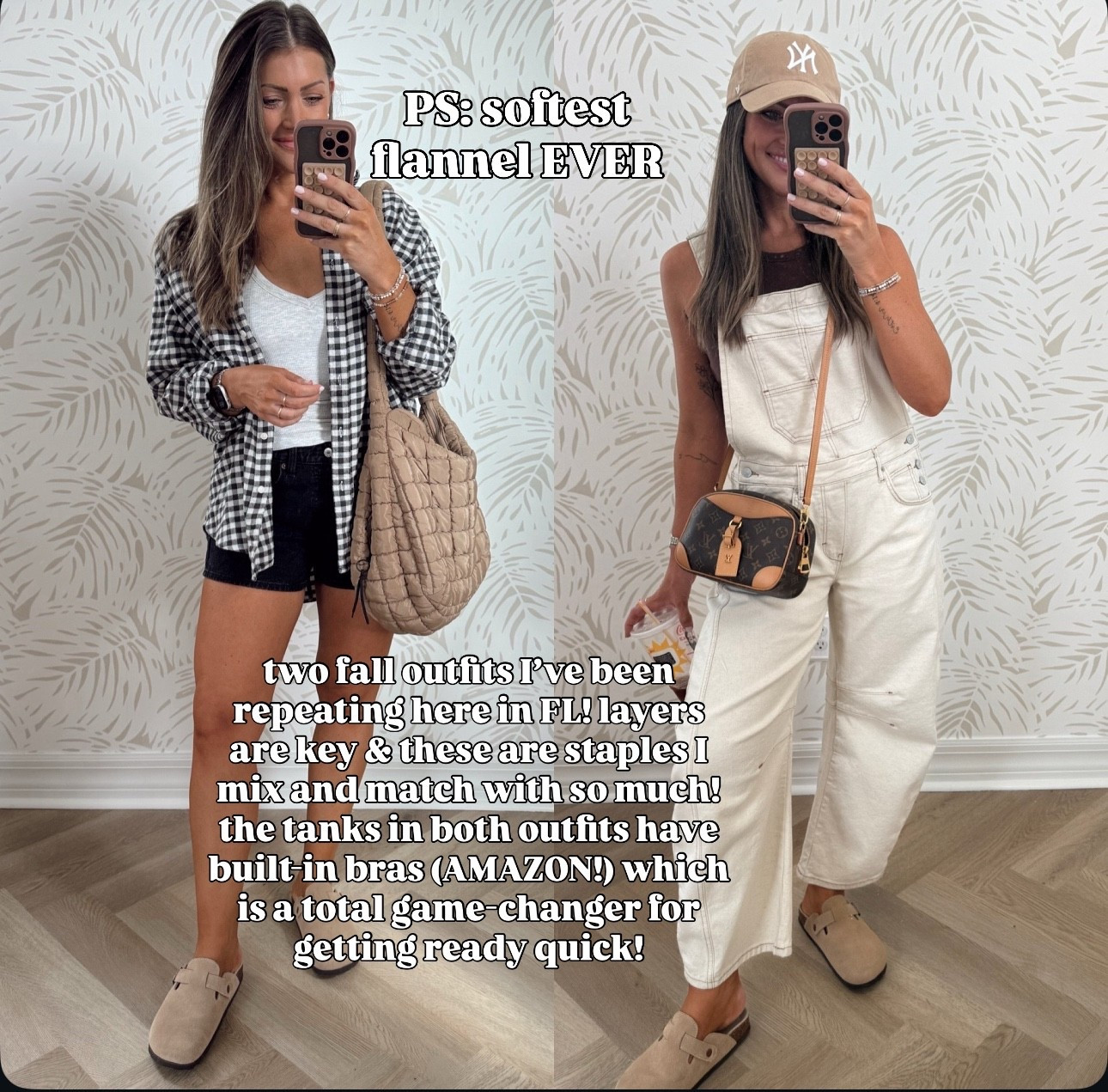 XS flannel. XS overalls. Small tanks 

Fall outfit ideas 