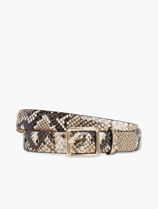 Pebbled Leather Snakeskin Belt | Talbots