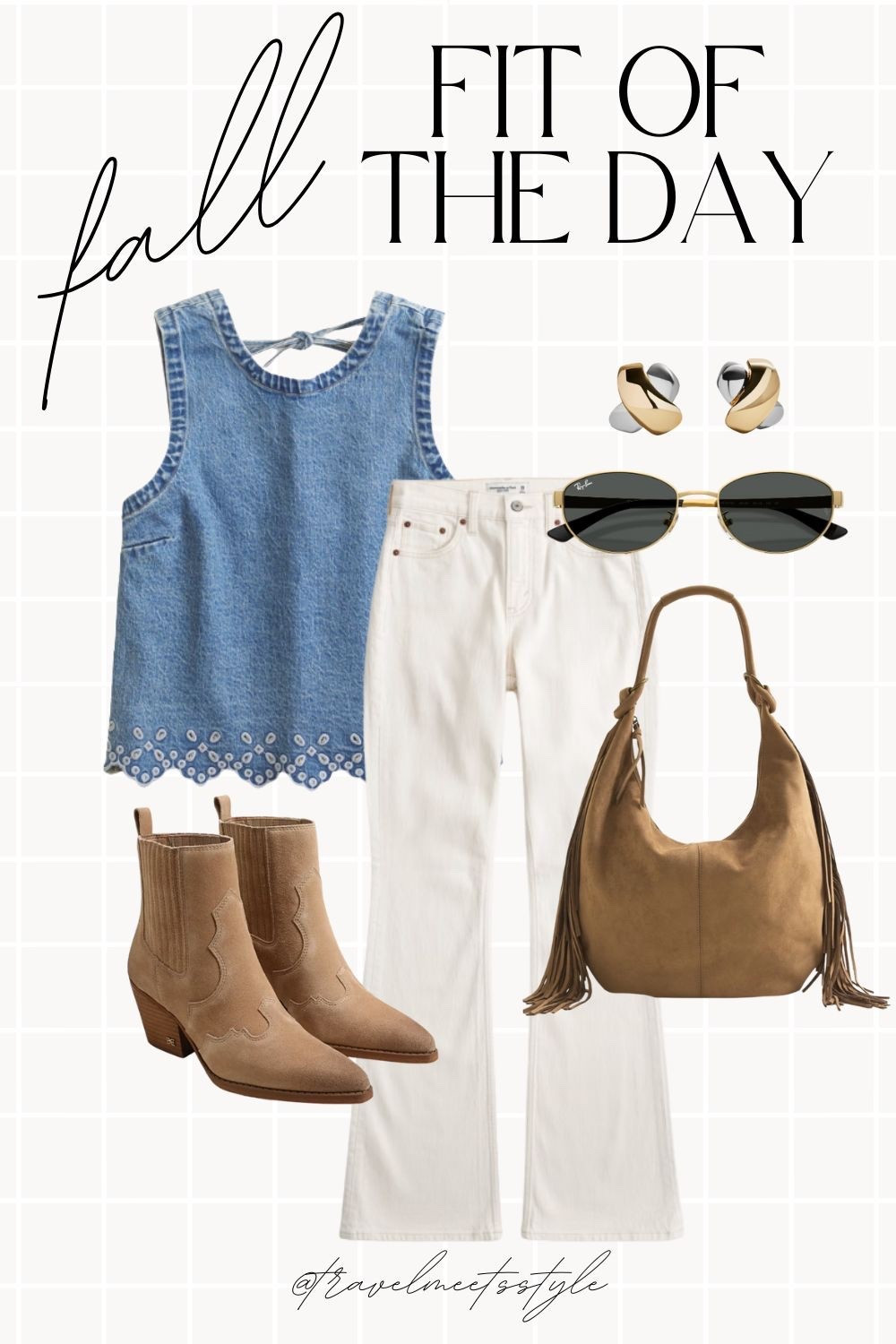 DAY 12 of fall fits I’m falling for rn 🍂 Loving all things denim right now, whether it’s a vest, button down, or cute eyelet top like this. Pair it with some ecru jeans, western ankle boots, and a fringe bag for a fun fall country concert look!


#fall outfits, fall fashion, fall outfit ideas 

#LTKStyleTip