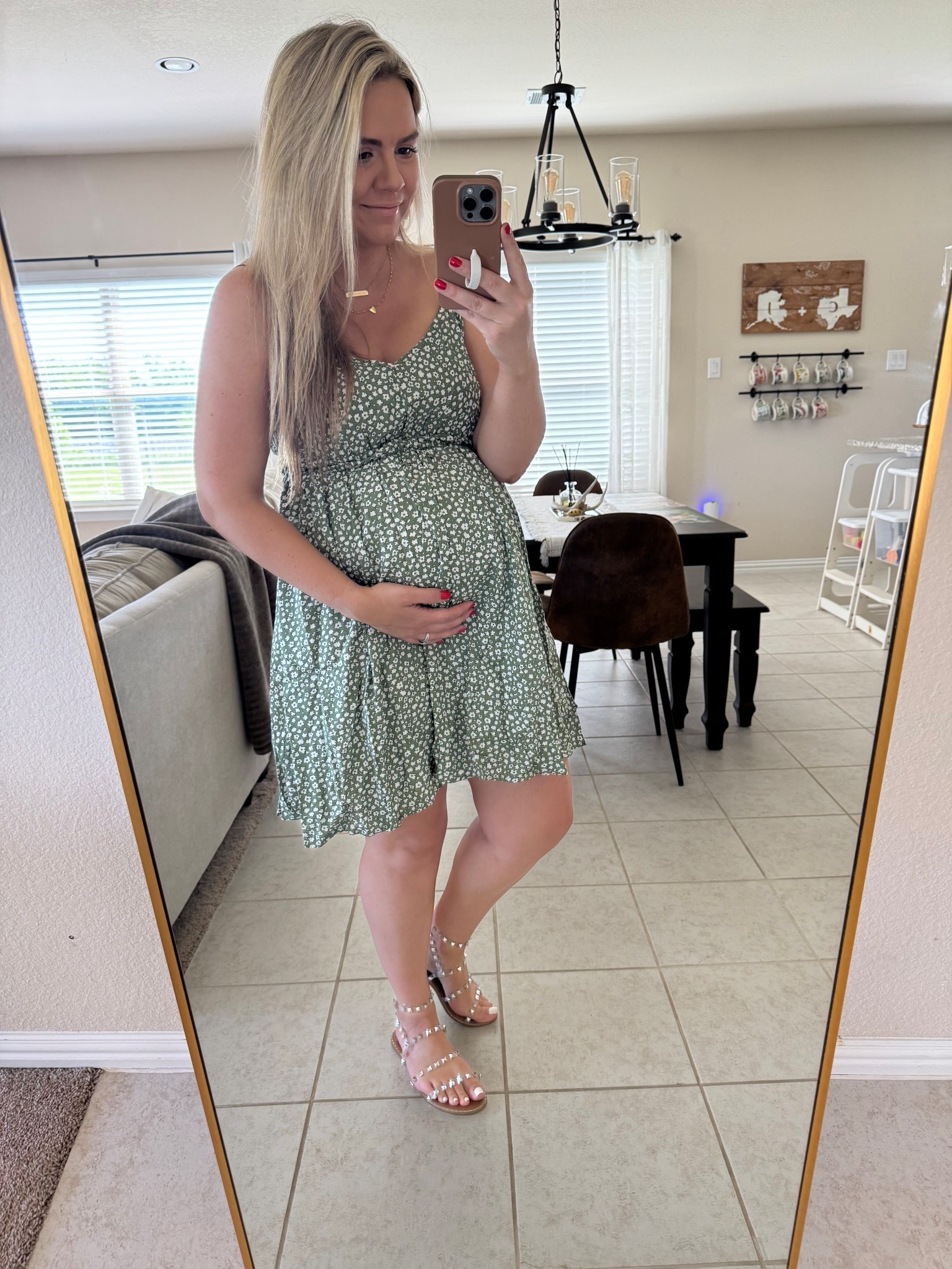 Perfect little sundress to throw on & go. It could be dressed up or down ❤️ 19 weeks pregnant & wearing a size large #shein #bump #bumpstyle #bumpfriendly #maternity 

#LTKFindsUnder50 #LTKBump #LTKMidsize