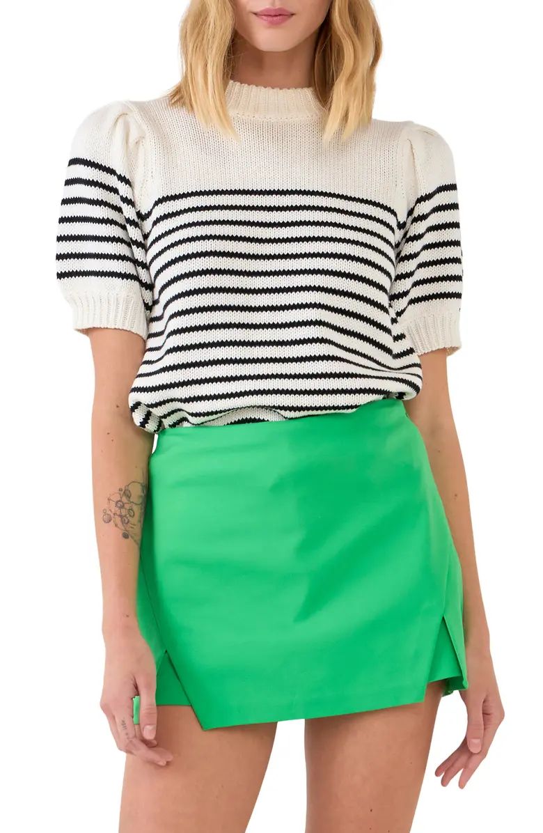 English Factory Stripe Short Puff Sleeve Sweater | Nordstrom | Nordstrom