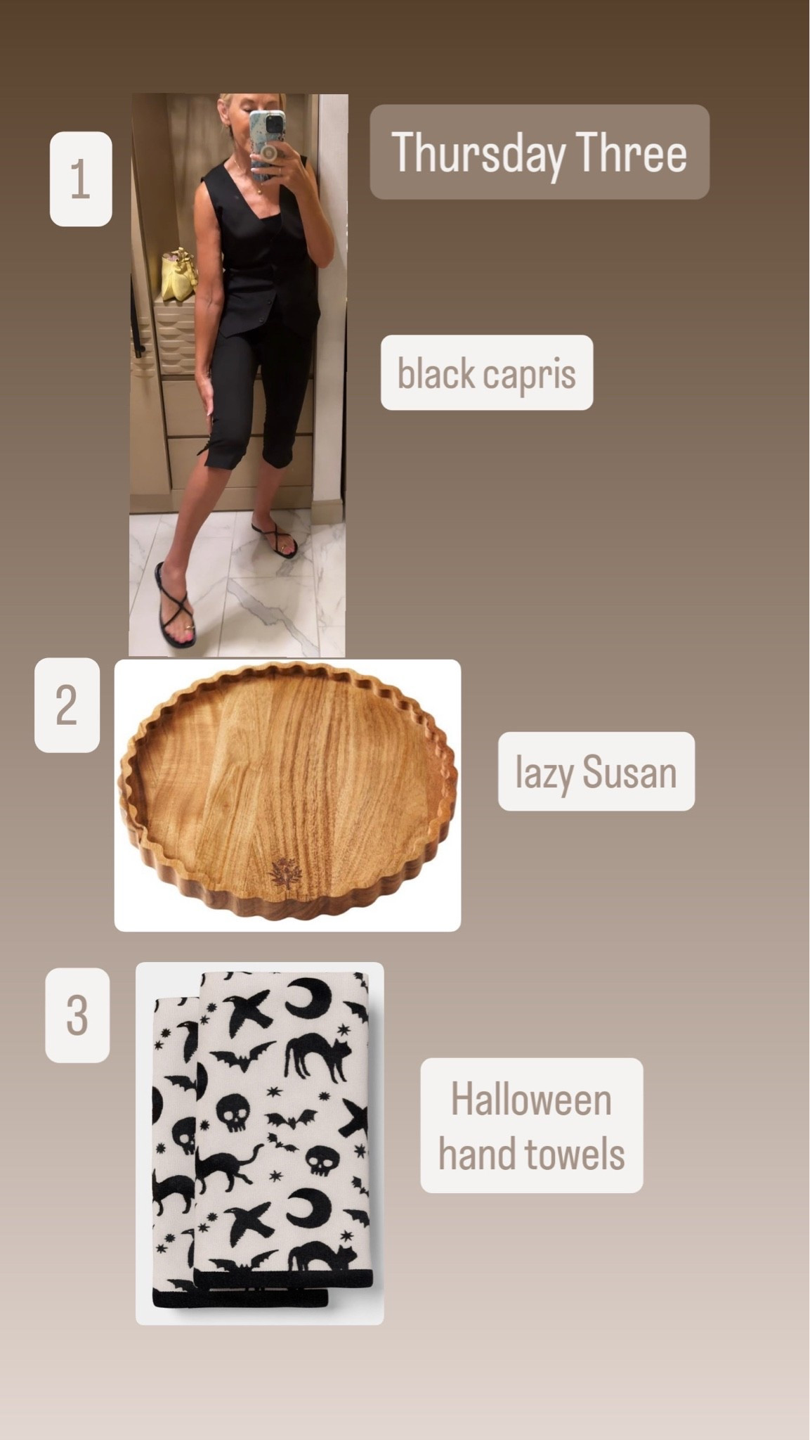 Thursday Three-#bestsellers #halloween #lazysusan #capris #capripants

#LTKHome #LTKPetite #LTKfoodie