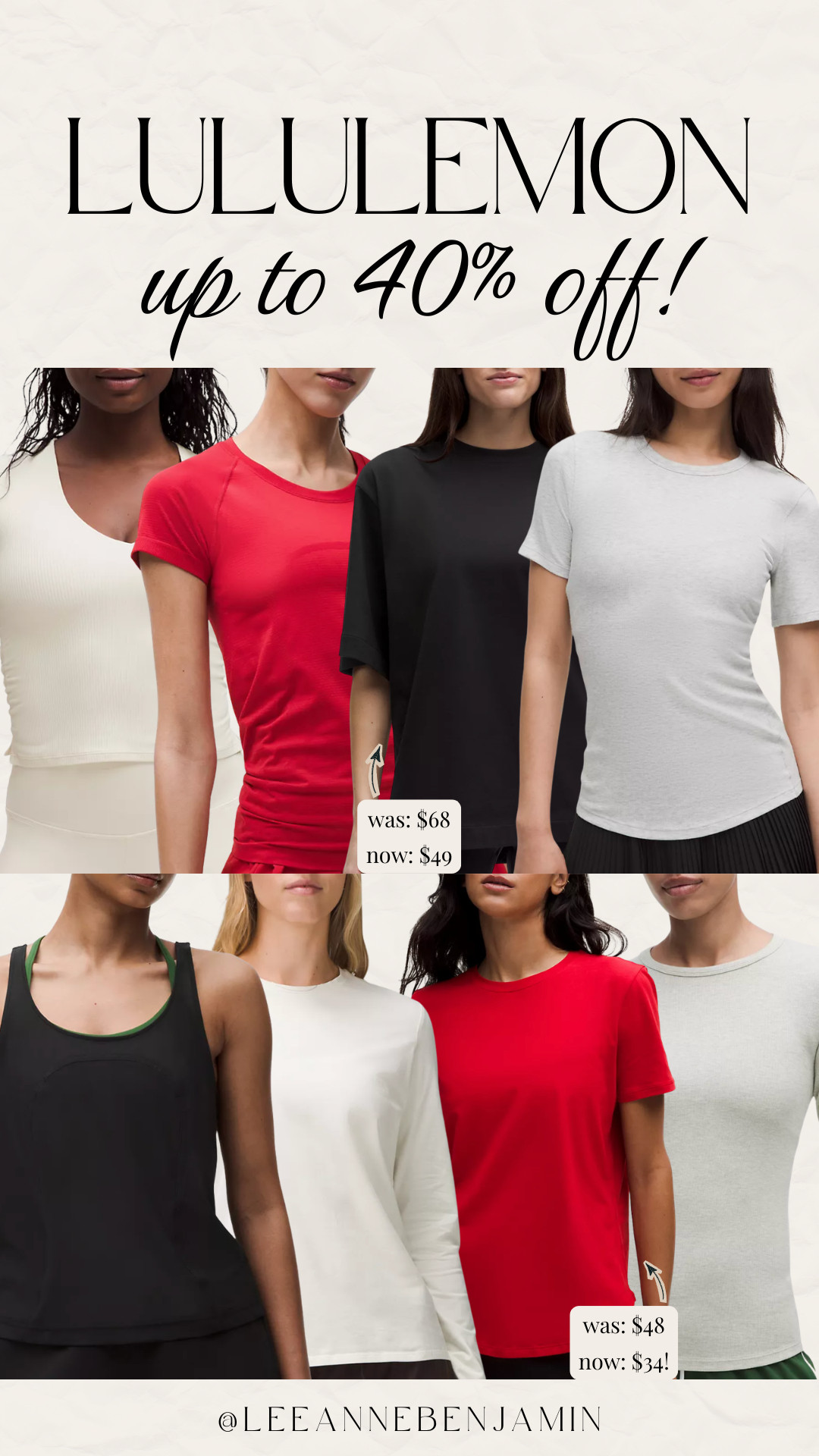 up to 40% off Lululemon tops! Perfect staples for every workout!  

 #LTKootd #LTKOver40 #LTKSaleAlert