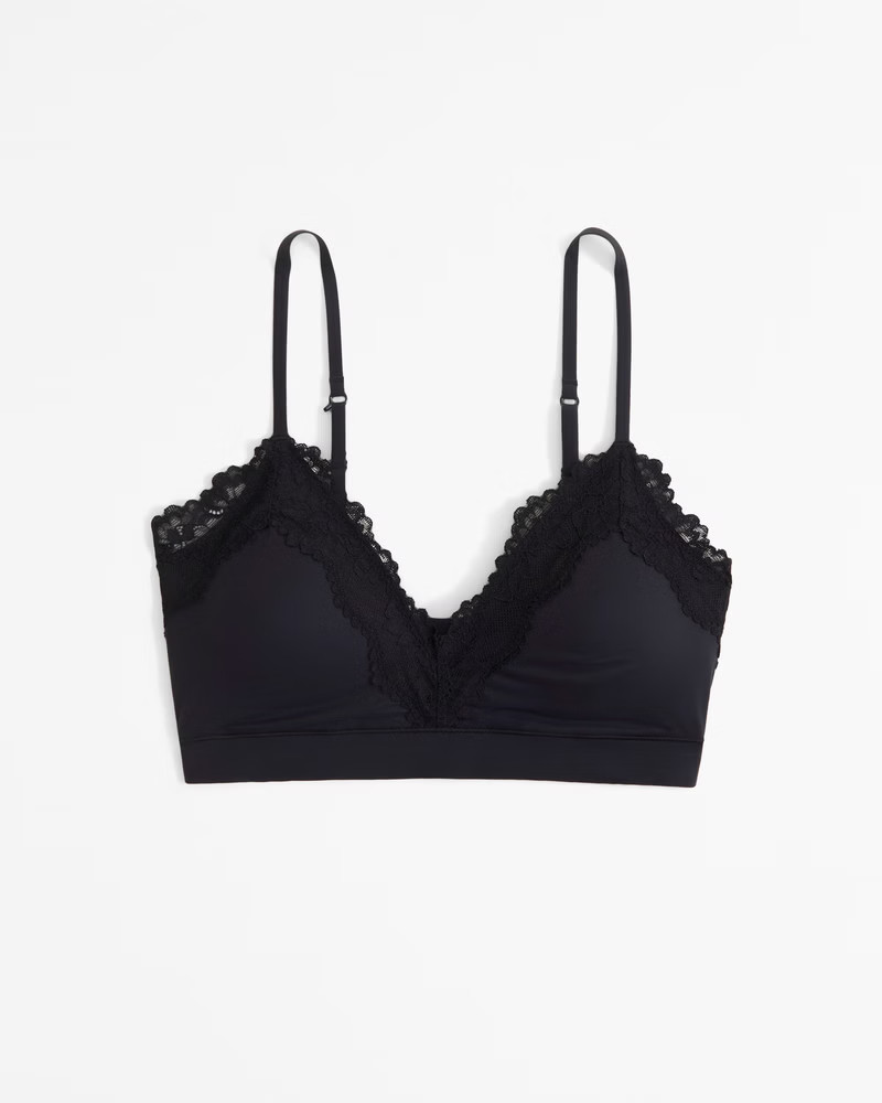 Abercrombie & Fitch Women's Next to Naked Lace-Trim V-Neck Bralette in Black - Size XS | Abercrombie & Fitch (US)