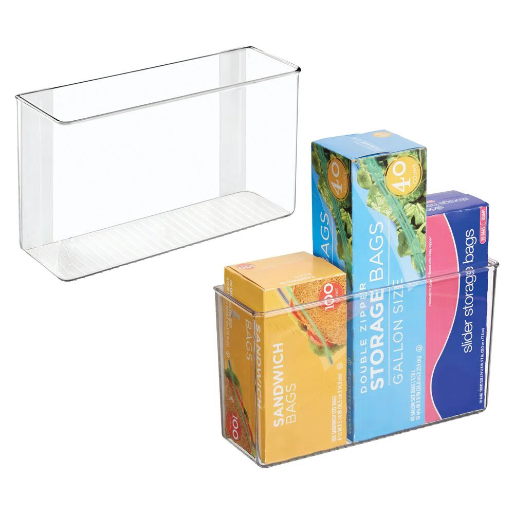 iDesign Adhesive Organizer Bin for Kitchen - Set of 2 - Clear (Set of 2) | Wayfair North America