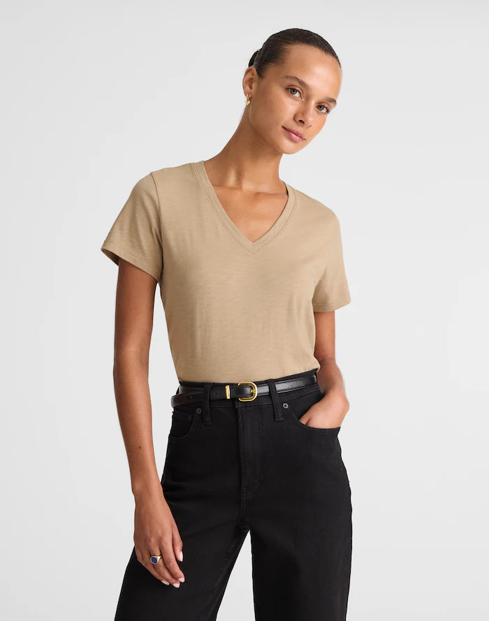 The Easy Crop V-Neck Tee in Soft Slub | Madewell