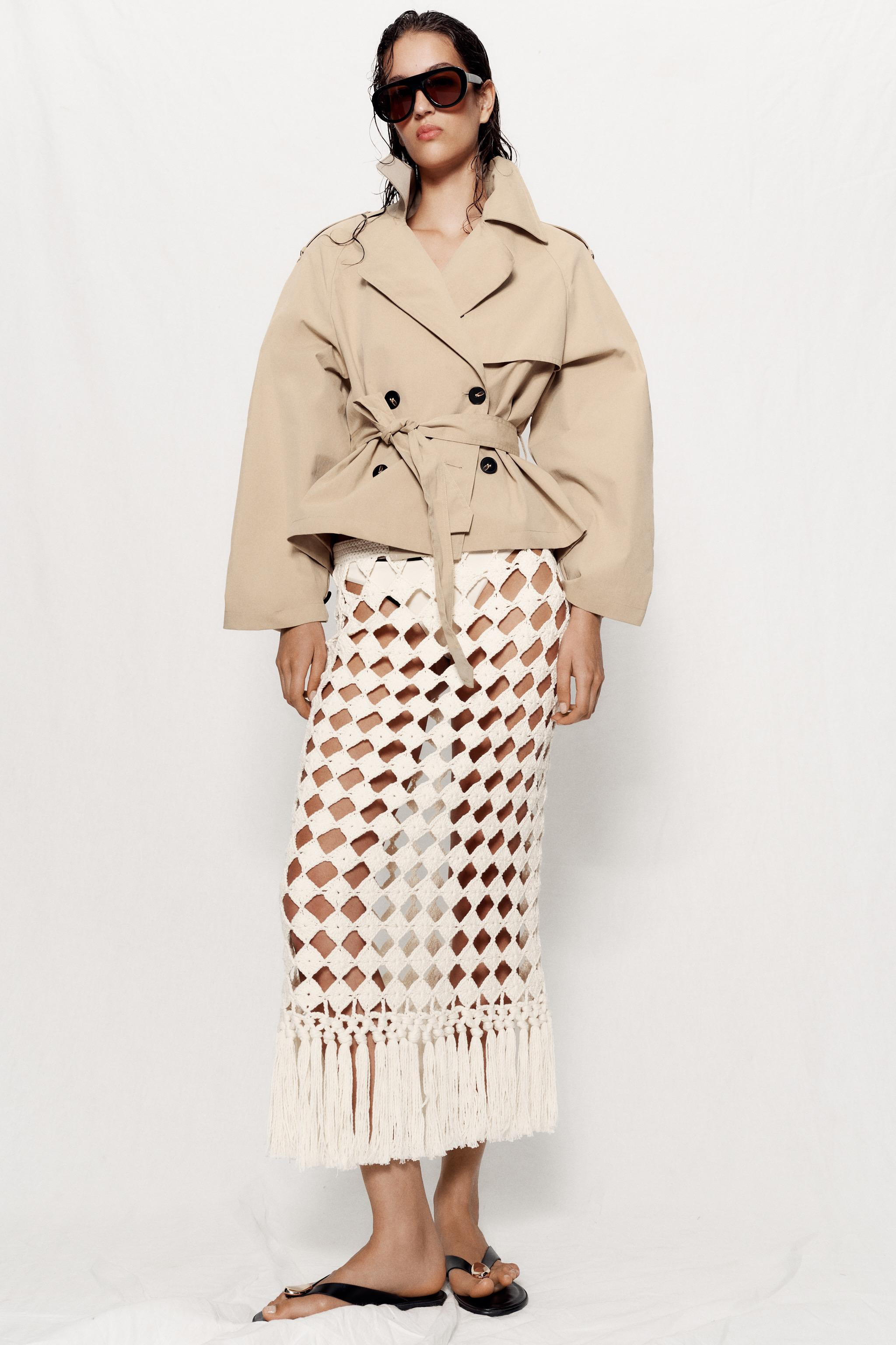 SHORT TRENCH COAT WITH SHOULDER PADS AND BELT | Zara UK