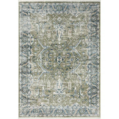 Moroccan Machine Made Polypropylene Area Rug in Blue/Green/Gray | Wayfair North America