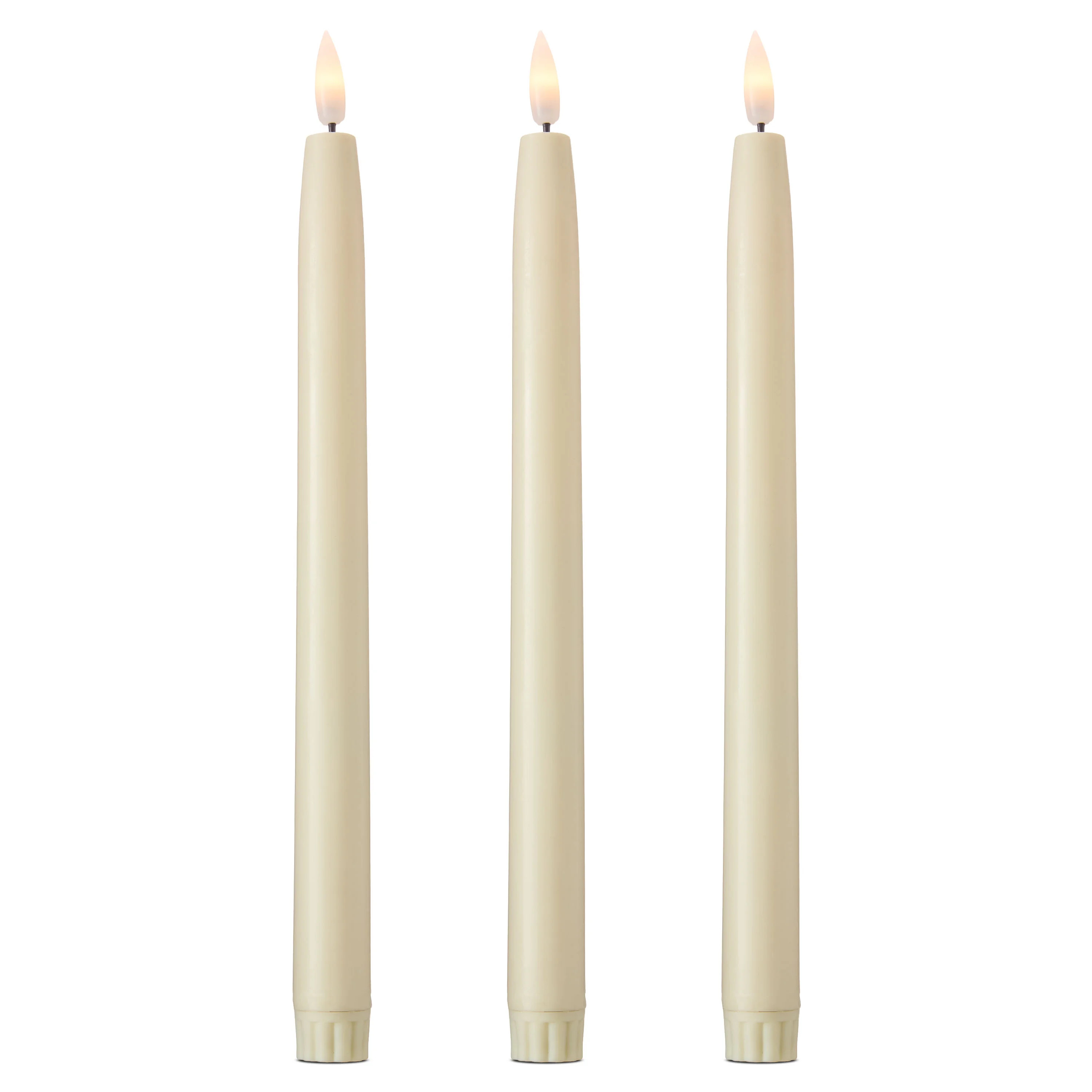 Battery Operated LED Flickering Flameless Wax Look Christmas Taper Candles, White, 11", 3 Count, ... | Walmart (US)