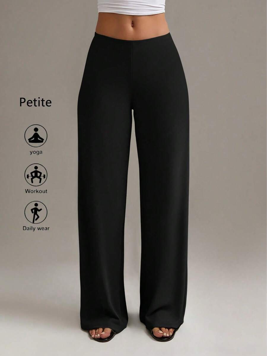 XLLAIS Petite Women's Pants Summer Fashion High Elastic Long Straight-Leg Black Trousers | SHEIN