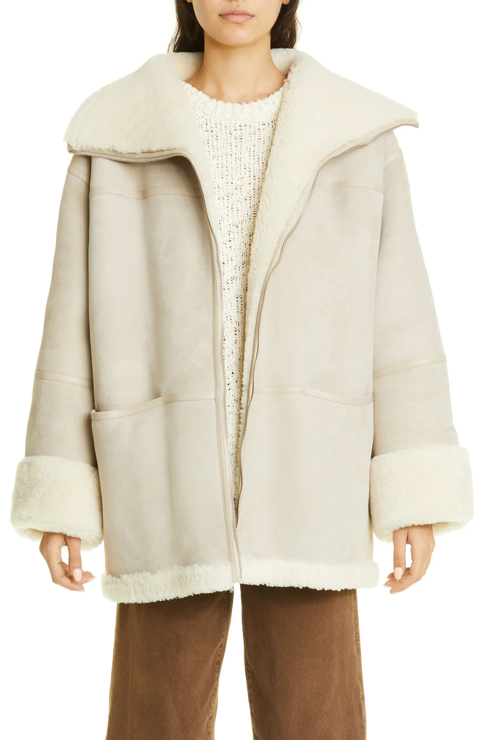 Menfi Oversize Genuine Shearling Coat | Nordstrom