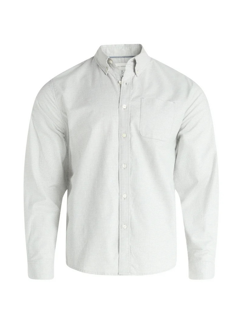 Free Assembly Men's Cotton Button Down Oxford Shirt with Long Sleeves, Sizes XS-3XL | Walmart (US)