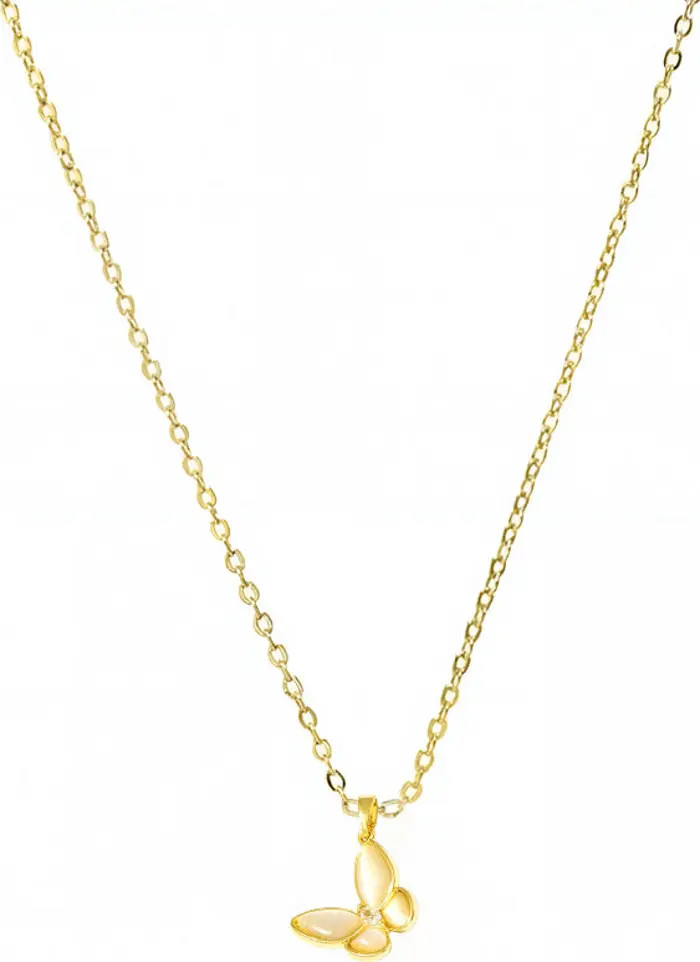 Pearl Stone Sideway Dangling Butterfly Necklace | Nordstrom