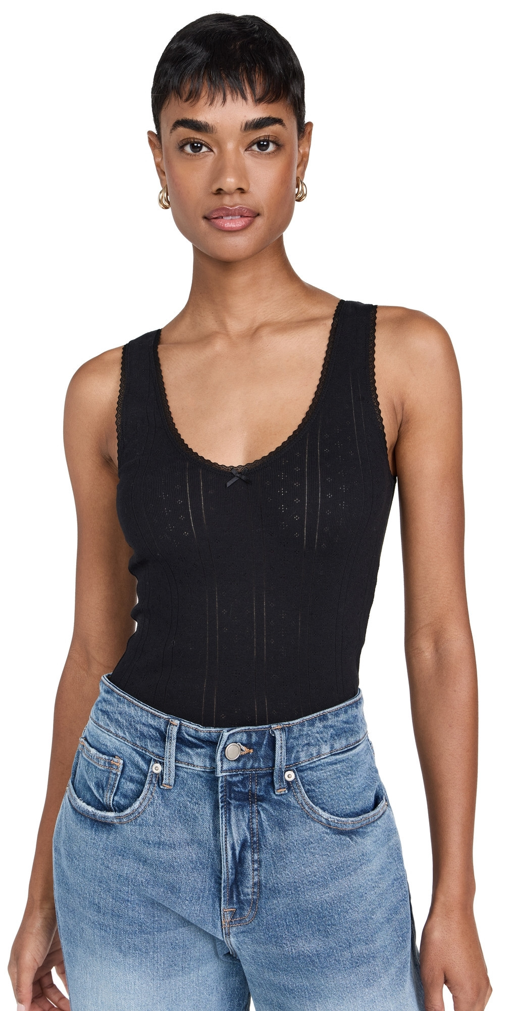 COUCOU The Scoop Tank Black M | Shopbop