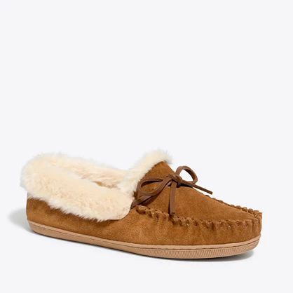 Suede shearling slippers | J.Crew Factory