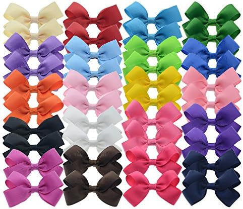Amazon.com: 40pcs Toddler Girls Ribbon Bows for Hair (3 Inch Bow Bulk Pack) (20 pairs toddler bows)  | Amazon (US)
