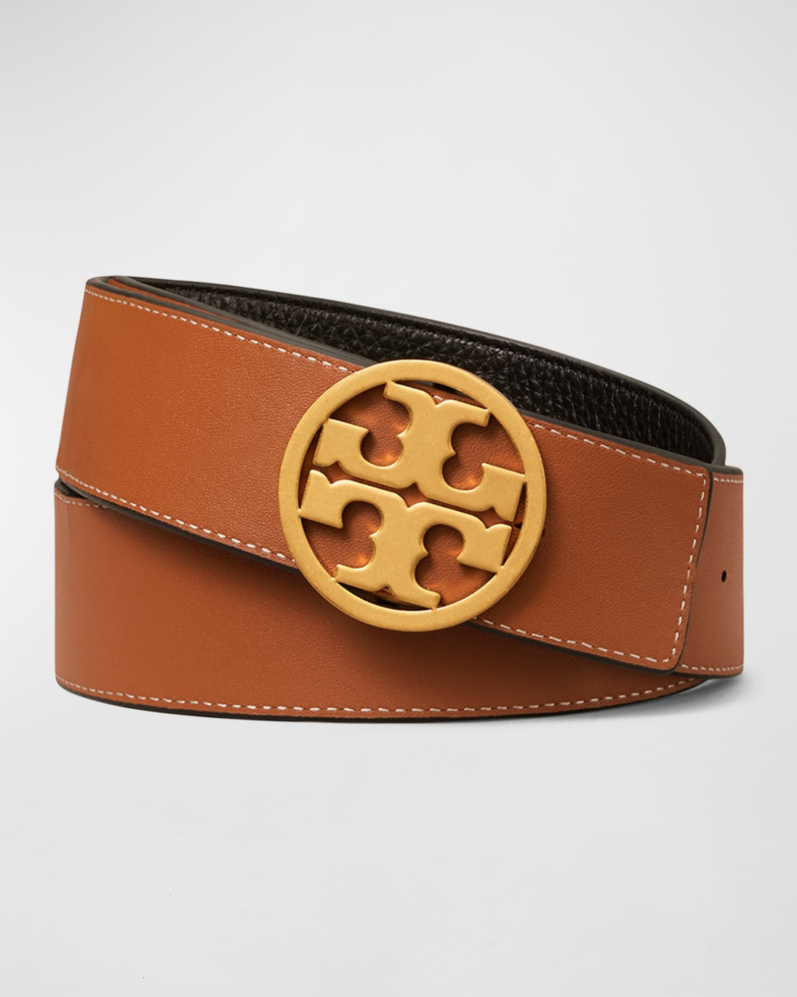 Tory Burch Miller Reversible 1.5" Logo Belt | Neiman Marcus