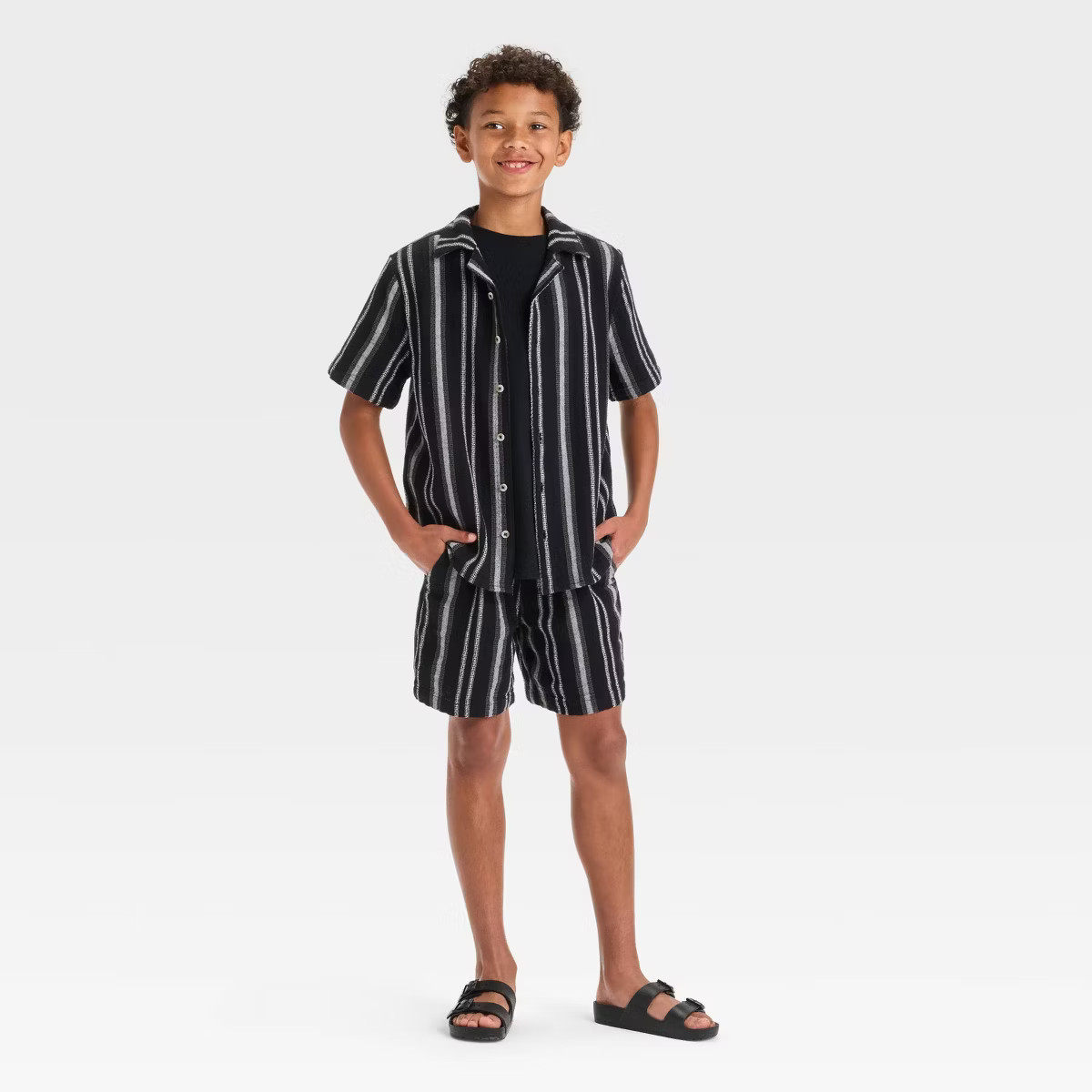 Boys' Short Sleeve Woven Striped Button-Down Shirt - art class™ | Target