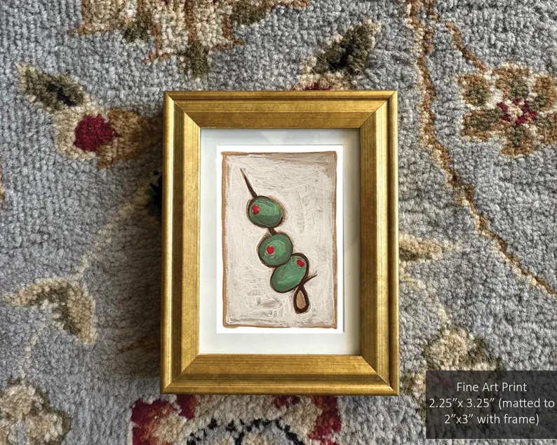 Olive Martini Art Print: Original Acrylic Painting (2.25" x 3.25") | Etsy (US)
